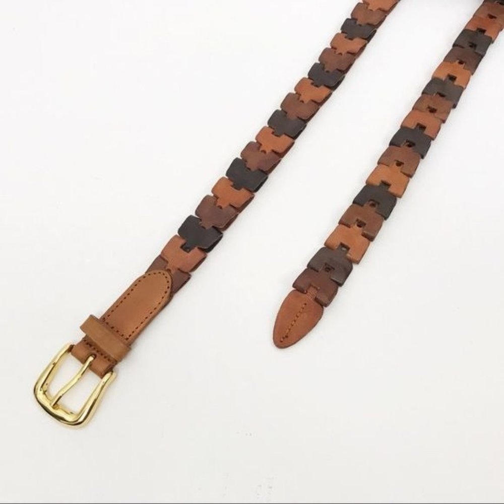 Interlocking Pieces Lightweight Womens Brown Leather Belt One Size